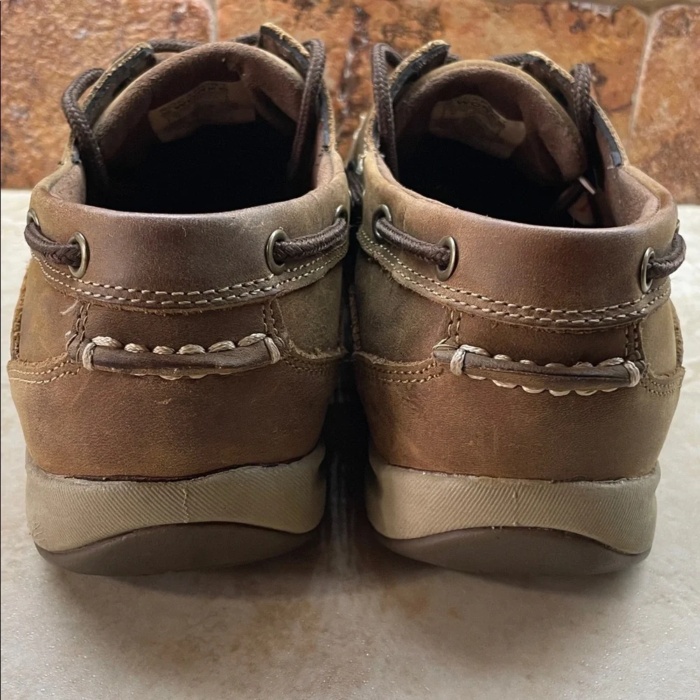 Rockport Shoes Size 9 M Brown Leather Lace Up Moc Toe Slip Resistant Works